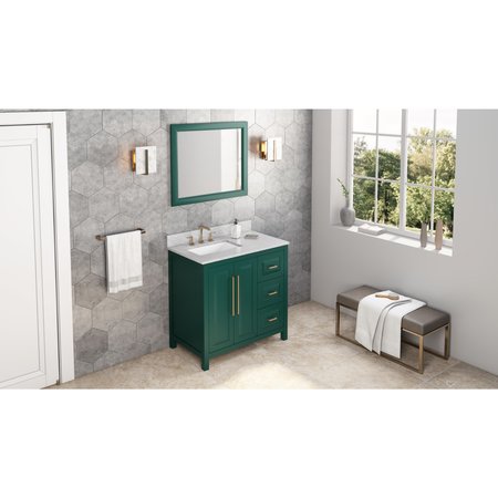 JEFFREY ALEXANDER 33In. W X 1In. D X 28In. H Forest Green Cade Mirror MIR2CAD-33-GN